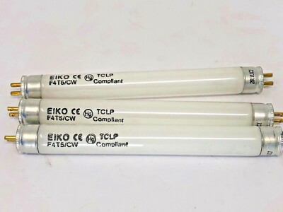 F4T5/CW Fluorescent Light Bulb by Eiko  4 Watt 6  F4T5 T5 Cool White 3-pcs *NEW