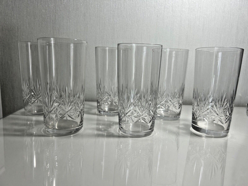 Superbe 6 Grands Verres Orangeade Long Drink En Cristal TaillÃ© Style Massenet