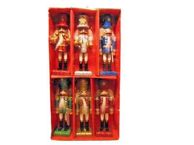 Set Of 6 Glitter Nutcracker Soldiers Christmas Tree Ornaments  4 