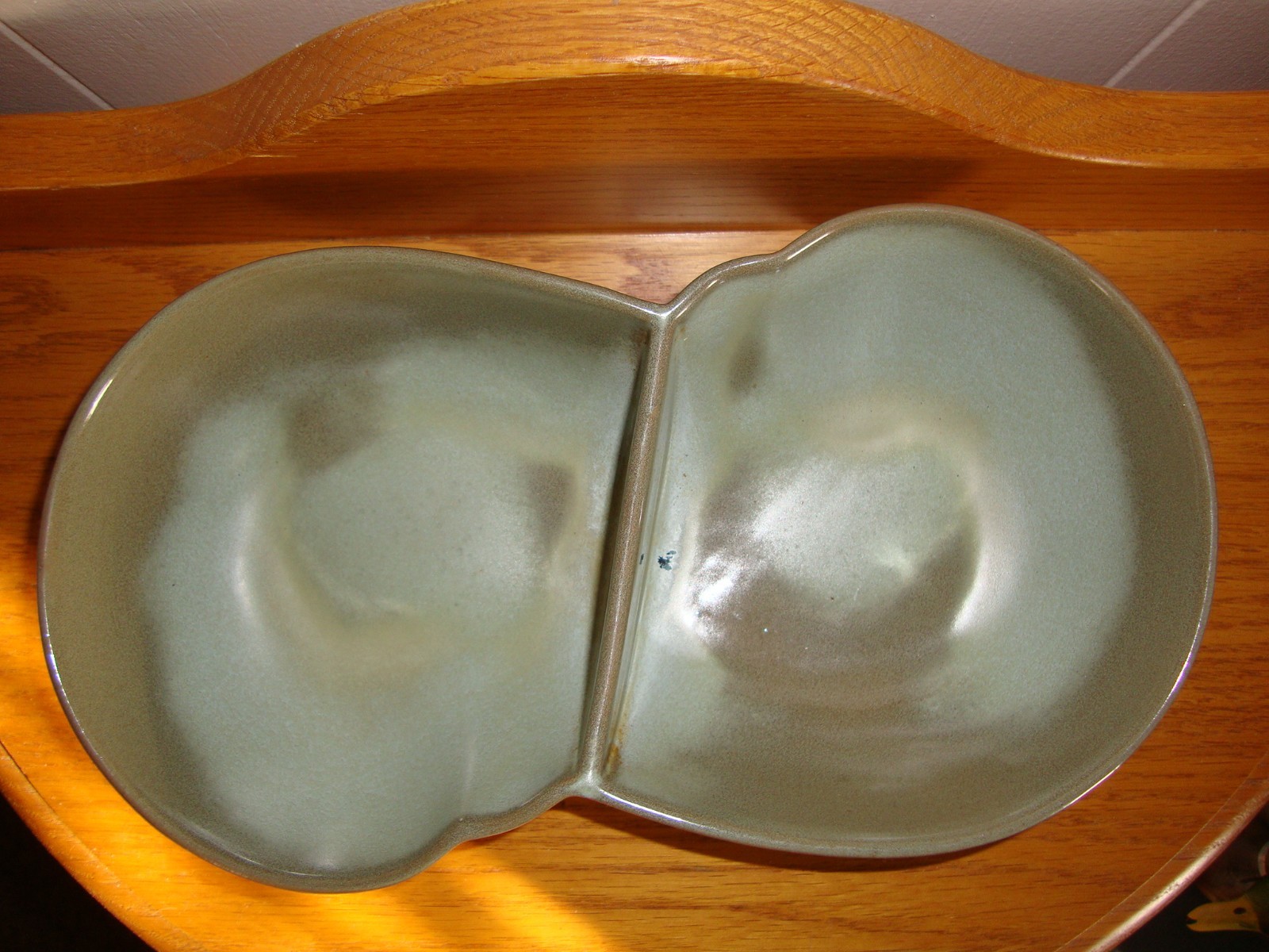 Frankoma, 4QD, Prairie Green Divided Serving Dish.