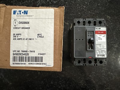 EATON CVS3060X CIRCUIT BREAKER 60 AMP 240 VAC 3 POLE CUTLER HAMMER
