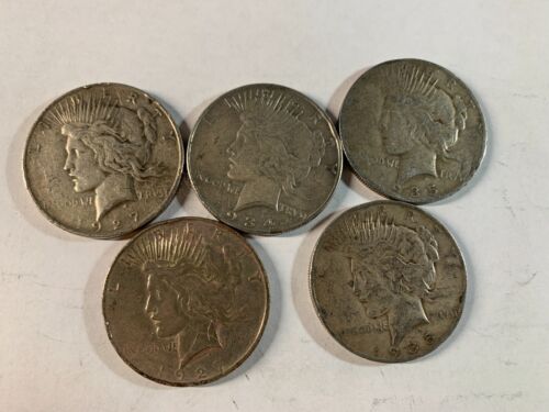 Late Date 1927 to 1935 Silver Peace Dollar Culls Random Mix of Dates Lot of 5