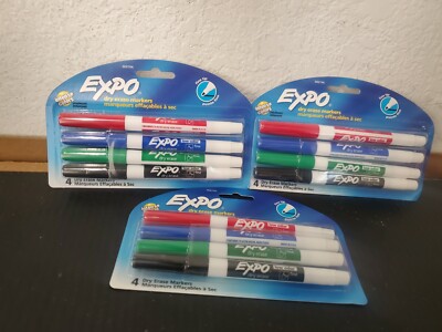 EXPO 86674K Low Odor Dry Erase Marker Fine Point Assorted 4/Set LOT OF 3x