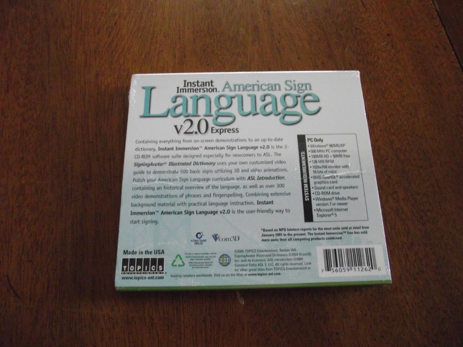 Instant Immersion V 2.0 American Sign Language PC CD ROM ASL brand new