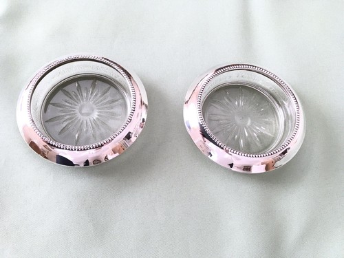 Vintage 6.5” round dish with sterling silver rim and 2 matching 4” dishes