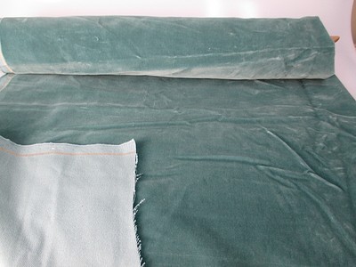 Vintage Velvet Fabric Remnant Germany Cotton 34 in W Moss green