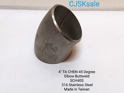 4'' TA CHEN 45 Degree Elbow Buttweld SCH40S 316 SS Made In Taiwan (NEW).