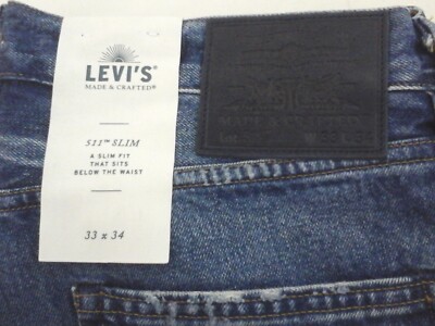 LEVI'S 511 Slim Japan Made & Crafted Big "E" Destroyed Ripped Jeans Men's $228