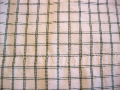Twin Flat Sheet Land of Nod Green Cream Windowpane Check Plaid All Cotton Fabric