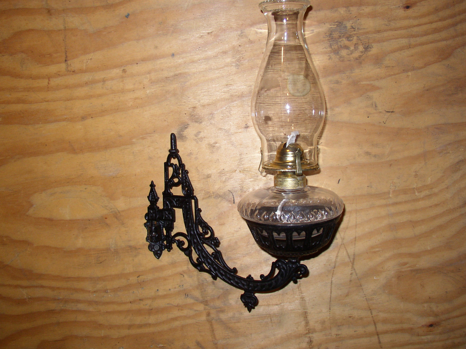 Cast iron oil lamp and wall mount holder (sconce) 1881