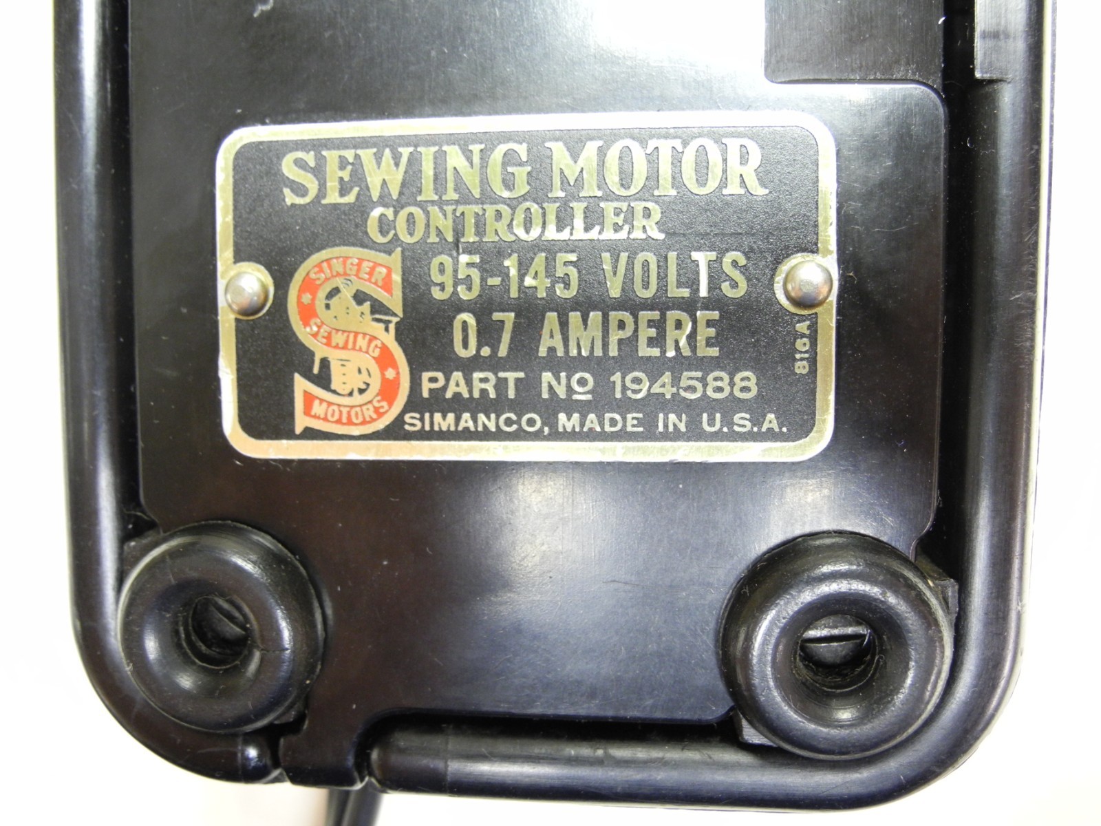 VINTAGE SINGER SEWING MACHINE 221 FEATHERWEIGHT FOOT CONTROLLER, NEW WIRING