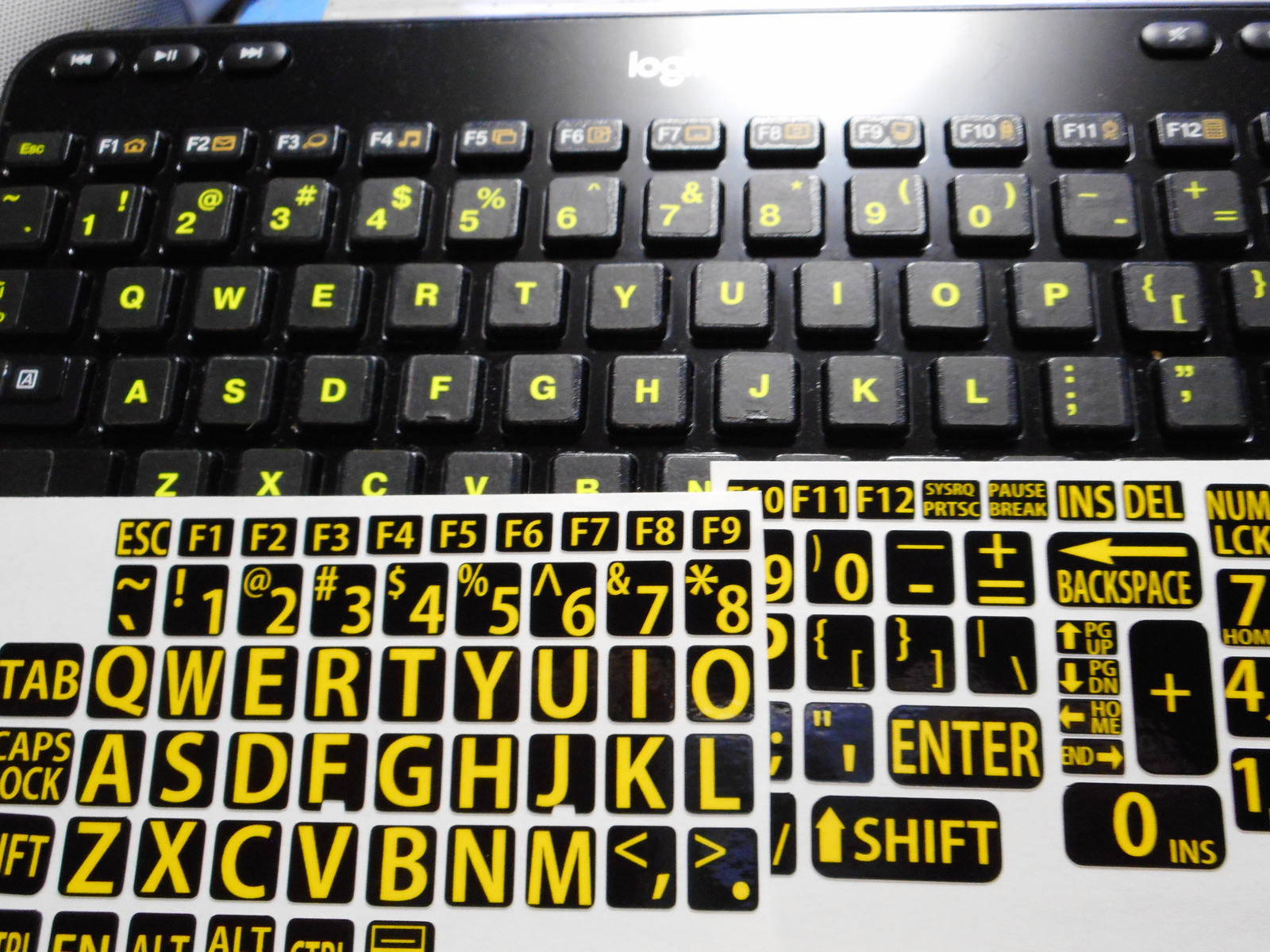 English US LARGE LETTER KEYBOARD STICKERS for Computer or Laptop/YELLOW