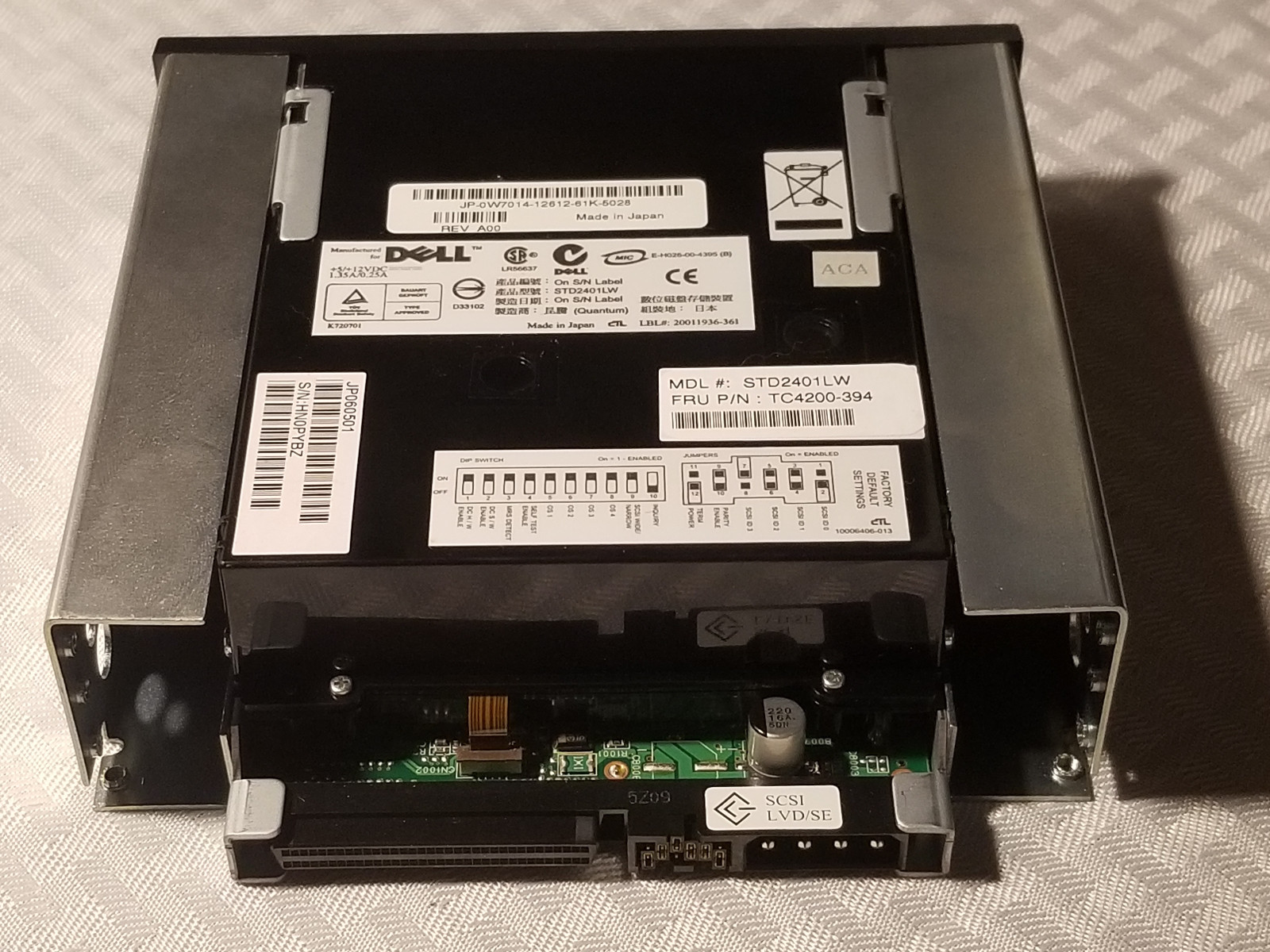 Dell STD2401LW DDS-4 4mm 20/40GB 68-Pin SCSI Tape Drive 0U1868 TC4200-391