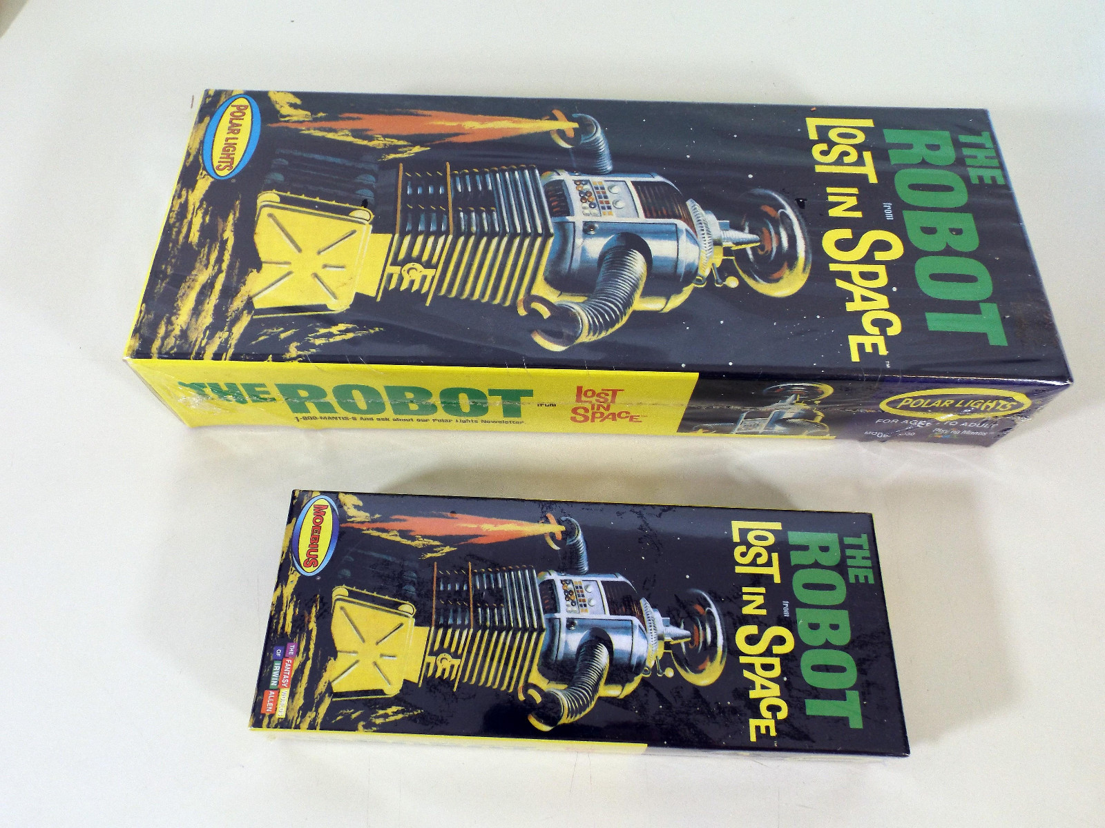2 LOST IN SPACE ROBOTS, POLAR LIGHTS #5030, MOEBIUS #418, MINT IN SEALED BOXES