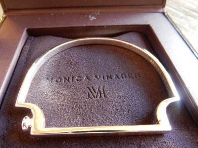 $295 New Monica Vinader Signature Thin Bangle Bracelet in Sterling Silver, Med