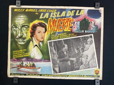 1955- WILLY BIRGEL- INGE EGGER - Toteninsel - Orignl Mexican Lobby Card- 16''x12''