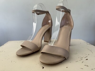 The Drop Rebecca Beige Strappy High Block Heel Sandal Women's Size 8.5