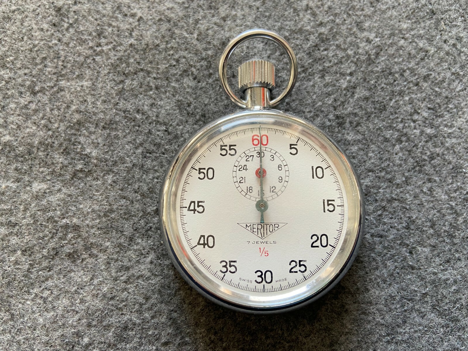 Swiss Made Meritor 7 Jewels Mechanical Wind Up 1/5 Vintage
