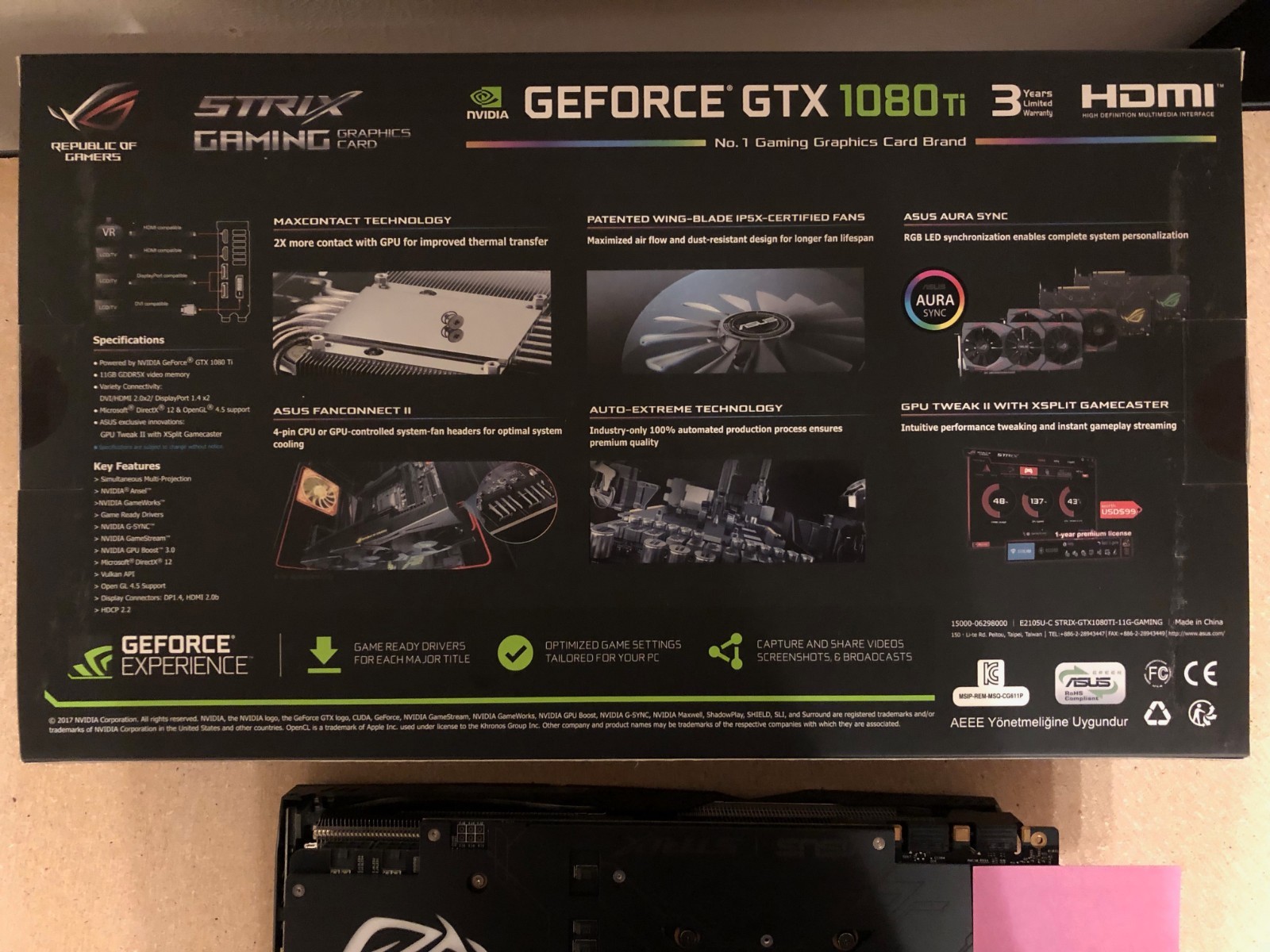 ASUS NVIDIA Rog STRIX GeForce GTX 1080 TI OC Gaming 11GB GDDR5X Graphic Card