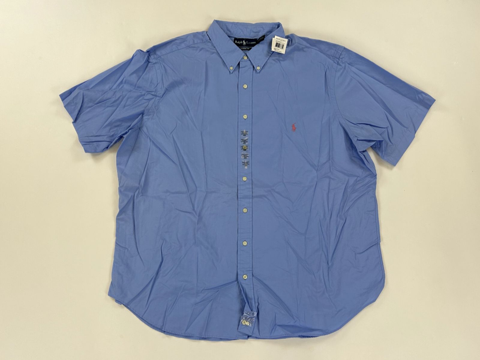 Рубашка Polo Ralph Lauren из поплина на пуговицах с коротким рукавом Big & Tall темно-синего цвета