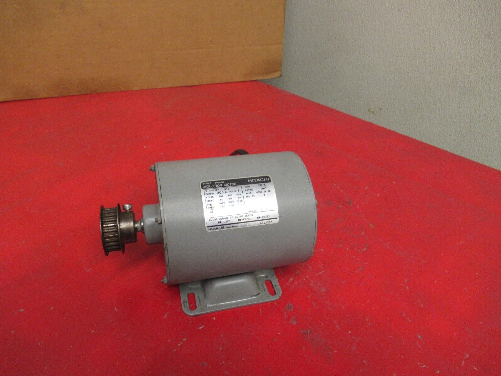HITACHI INDUCTION MOTOR TO-K T0-K 3 PH 200V VOLTS 1400 RPM HITACHI INDUCTION MOTOR TO-K T0-K 3 PH 200V VOLTS 1400 RPM