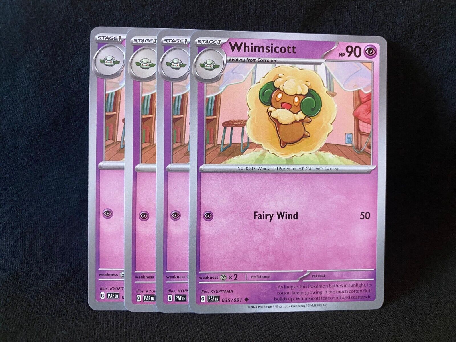 Choose Your Cards:035/091 Whimsicott - Uncommon:Scarlet & Violet Paldean Fates Playsets x4 4x NM English Pokemon Cards Choose
