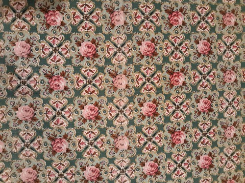 VTG Cotton Feedsack Green Pink Shabby Chic Rose Feed Flour Sack Fabric 28
