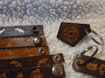 LOT 10 HANDMADE LEATHER SNAP BRACELETS WRISTBANDS COLORS  6 1/2