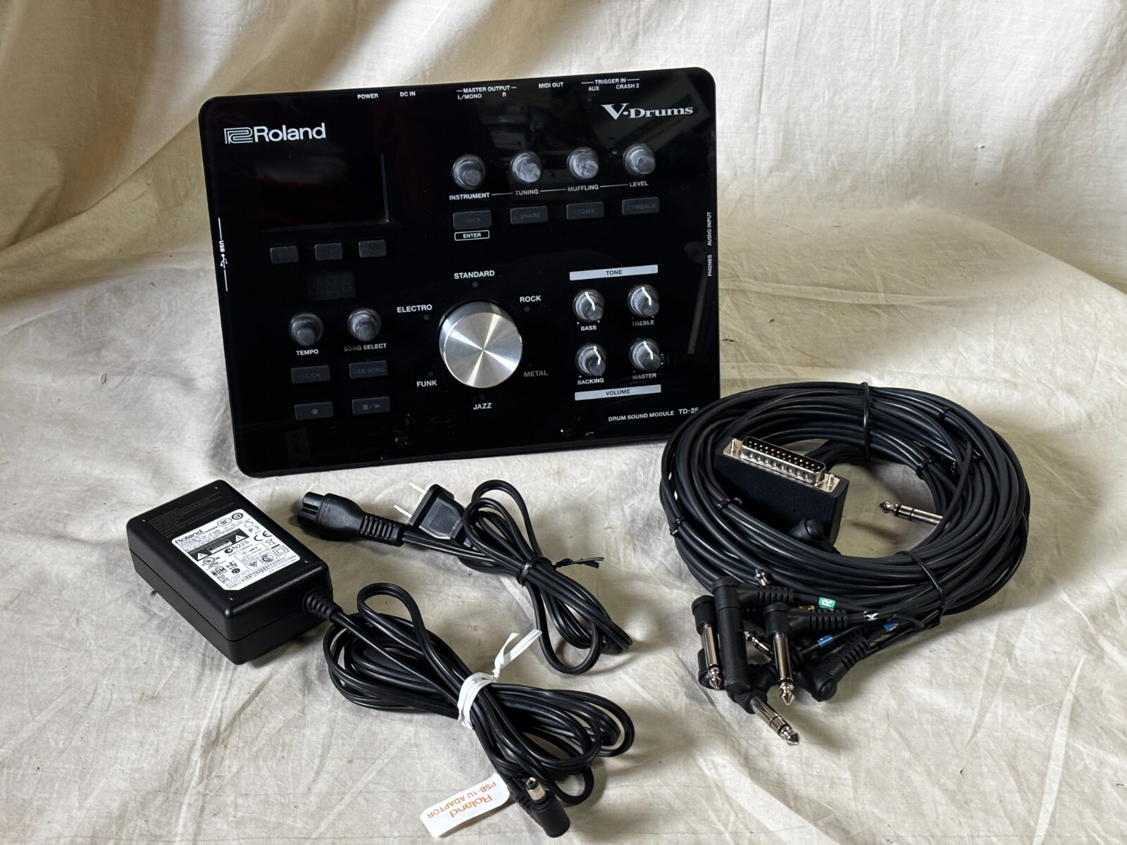 Roland TD-25 Drum Sound Module w/ power supply Cable Harness