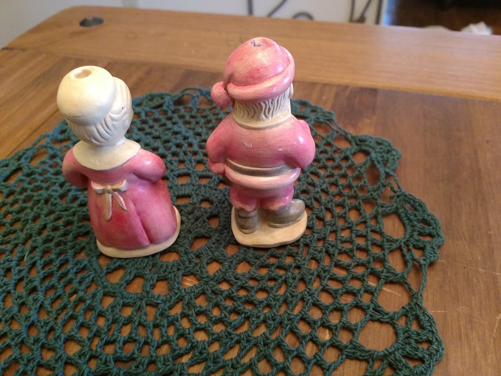 Vintage - Mr and Mrs Santa Claus miniature candle holders