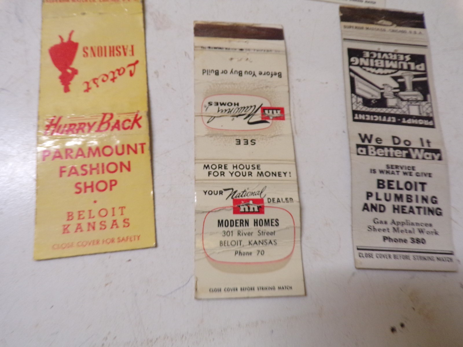 7 Old Business  Beloit Kansas Matchbook Covers