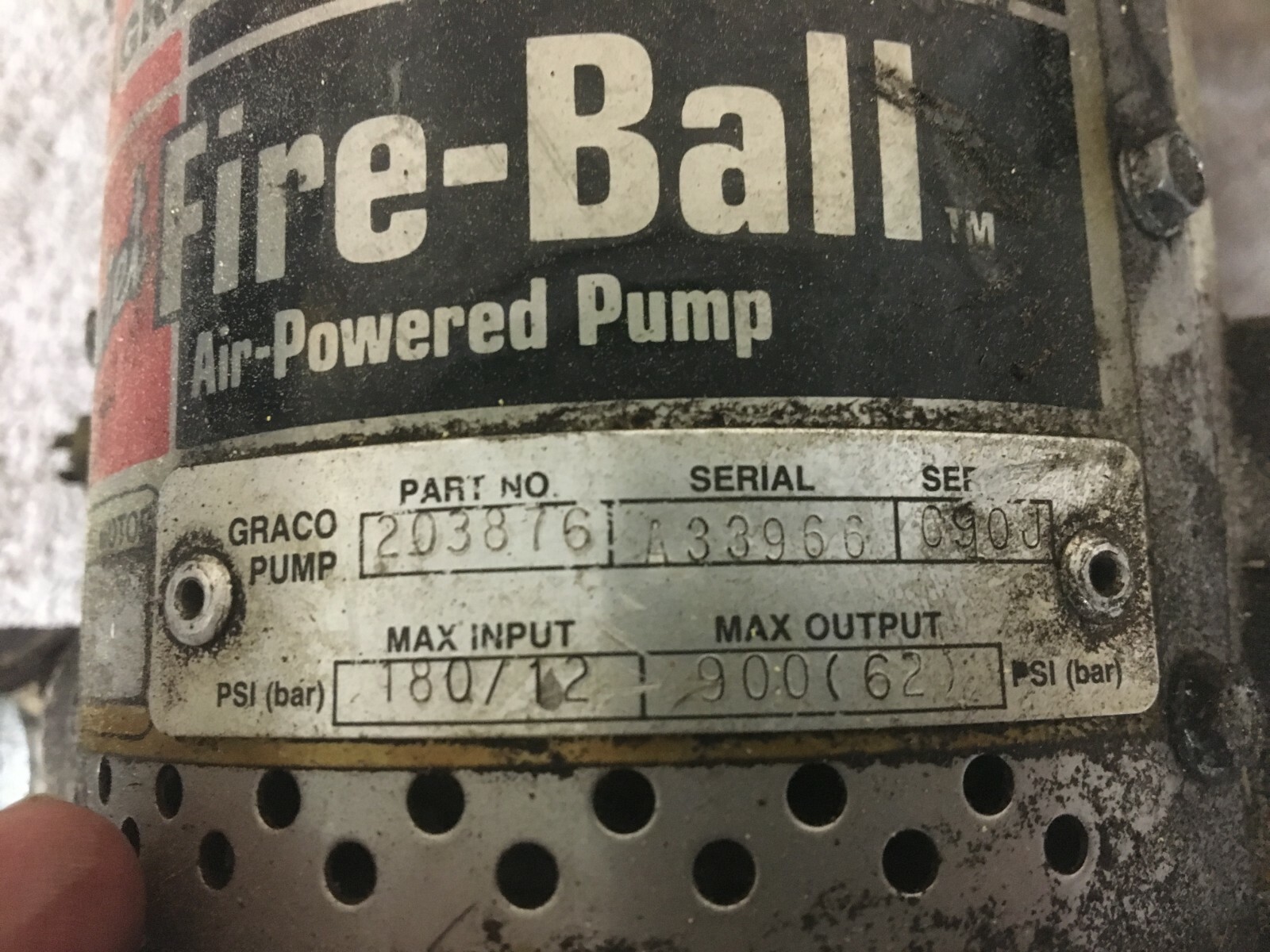 Graco Fire-Ball PT# 203876 5:1 Air-Powered Pump