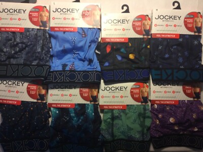 Jockey Mens Active Stretch 5  Microfiber Boxer Brief New Blue Galaxy Christmas