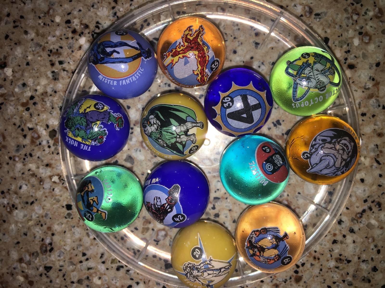 12 Marvel Collector Marbles SUPER SIZED Vintage Toy Biz 2003 Hulk Iron Man Storm