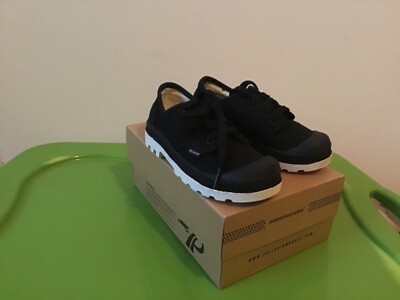 Palladium Little Boys' Canvas Pampa Oxford Shoes Black 10.5 New