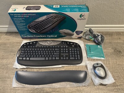 Logitech Cordless Optical Freedom Keyboard And Mouse Set TESTED WORKING