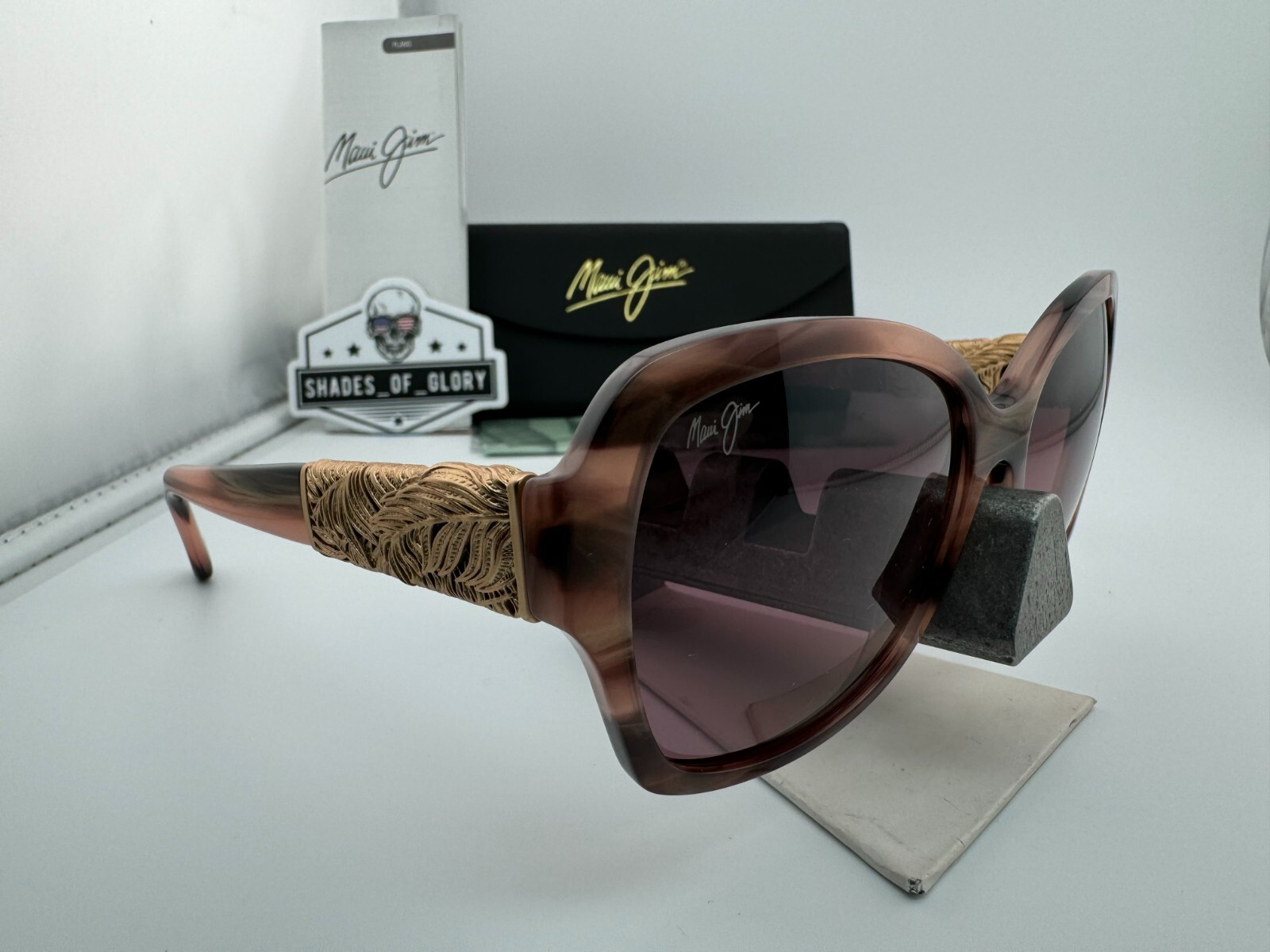 Pre-owned Maui Jim Swaying Palms Mj530-90 Pink Tortoise 24k Maui Rose Polarized Sunglasses