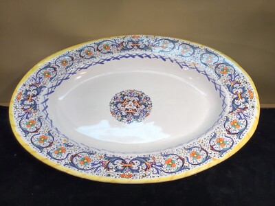 Vtg. MOMA Handpainted Italian ceramic pottery Serving Platter 18 