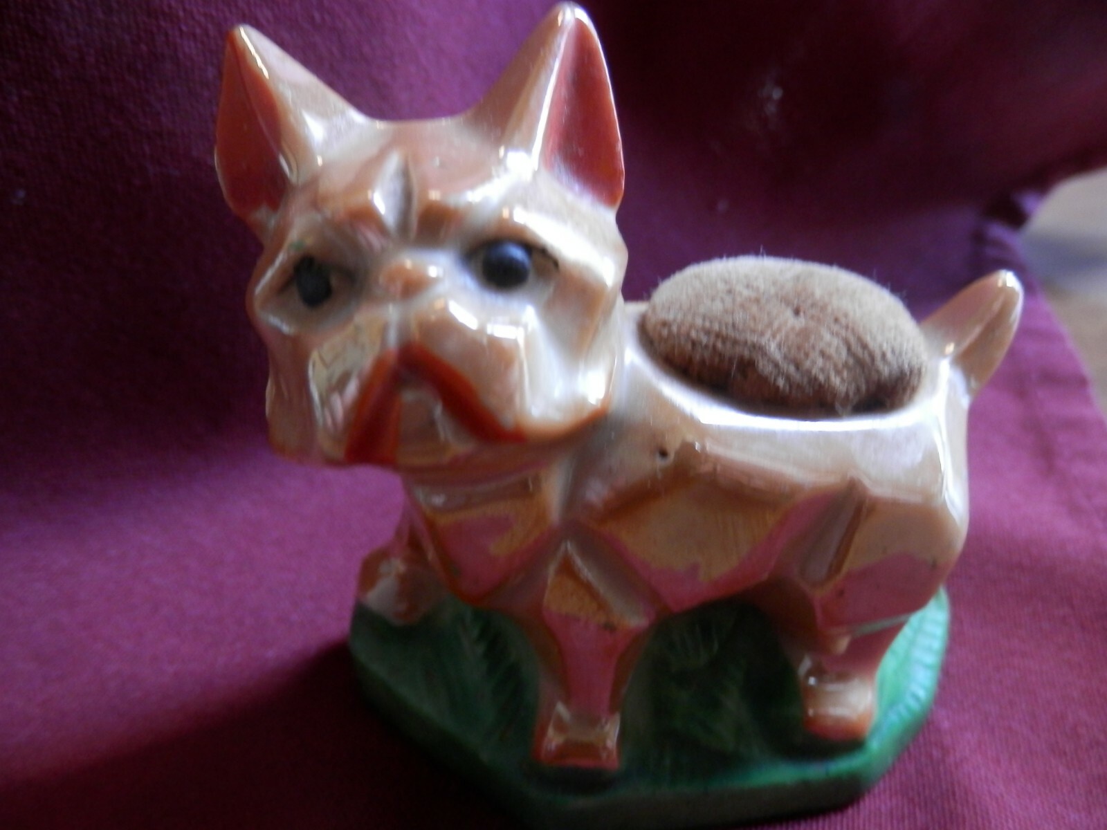Vintage Rare 1930/40's Cubist Dog Pin Cushion Japan 2.75