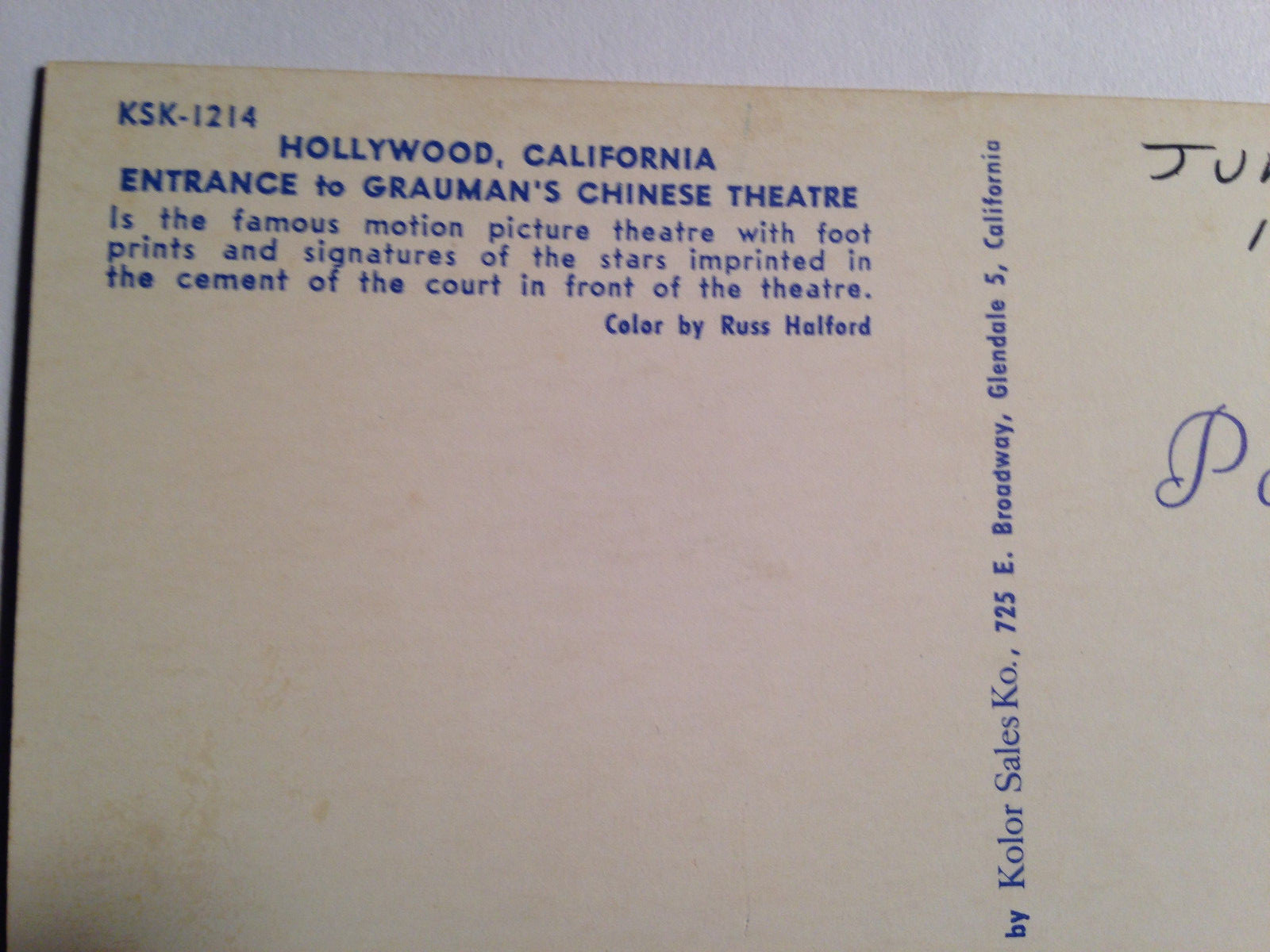 TWO COLLECTABLE-VINTAGE POST CARDS FROM HOLLYWOOD, CALIFORNIA- AROUND 1959-1963