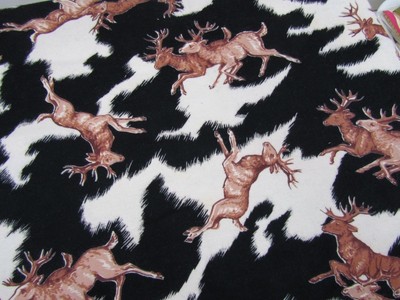Vintage Juvenile - Cabin FLANNEL Deer Fabric Yardage 36