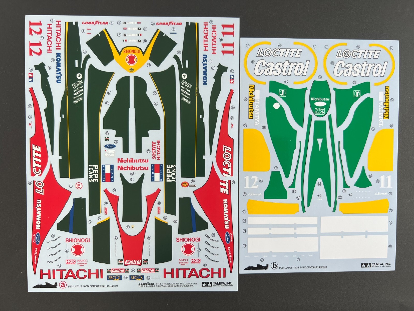 Tamiya's Decals for1/20 LOTUS 107B F1. Item20038 from JAPAN