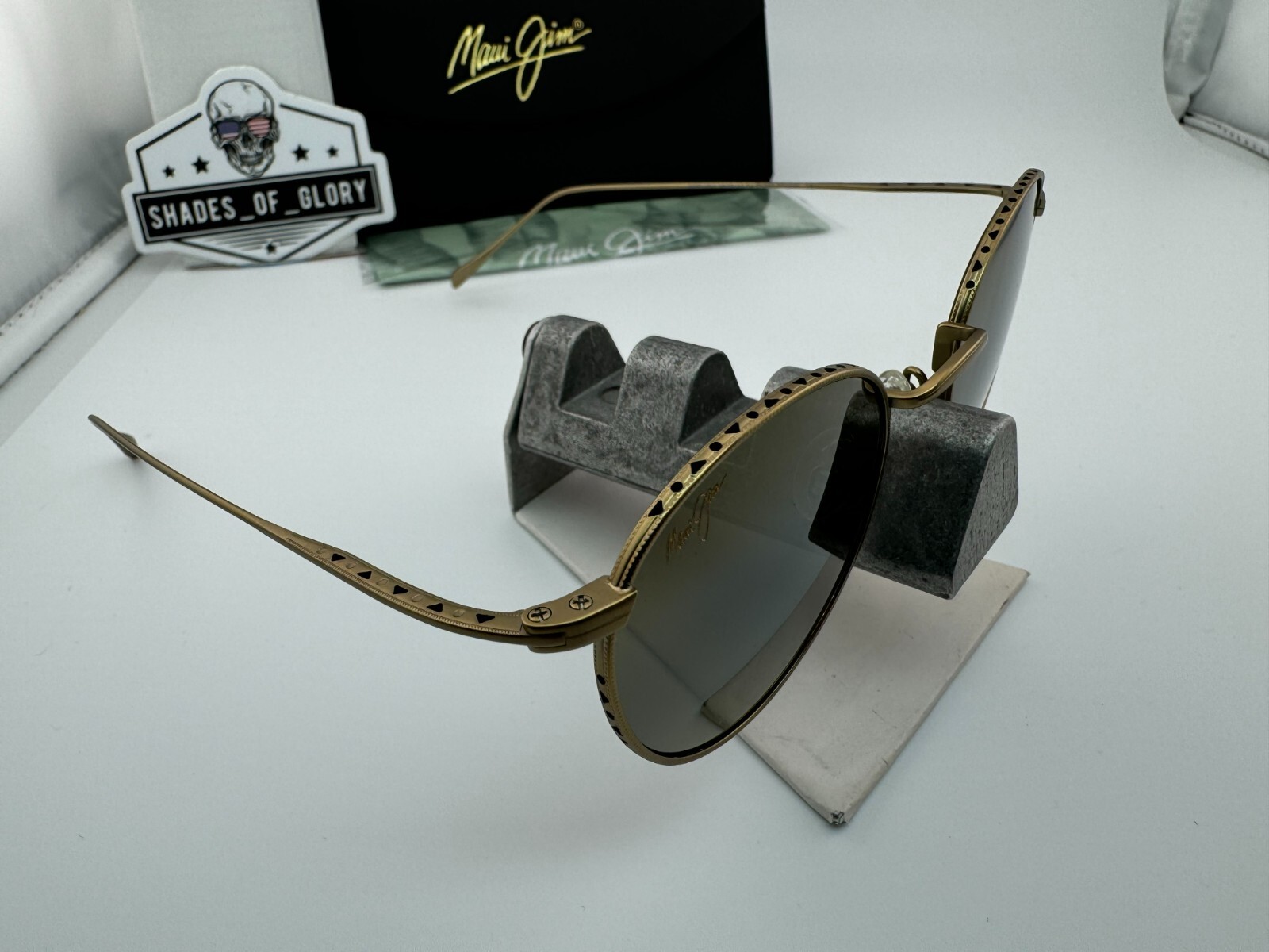 Pre-owned Maui Jim North Star Mj 757-16m Gold W/ Hcl Bronze Polarized Round Sunglasses