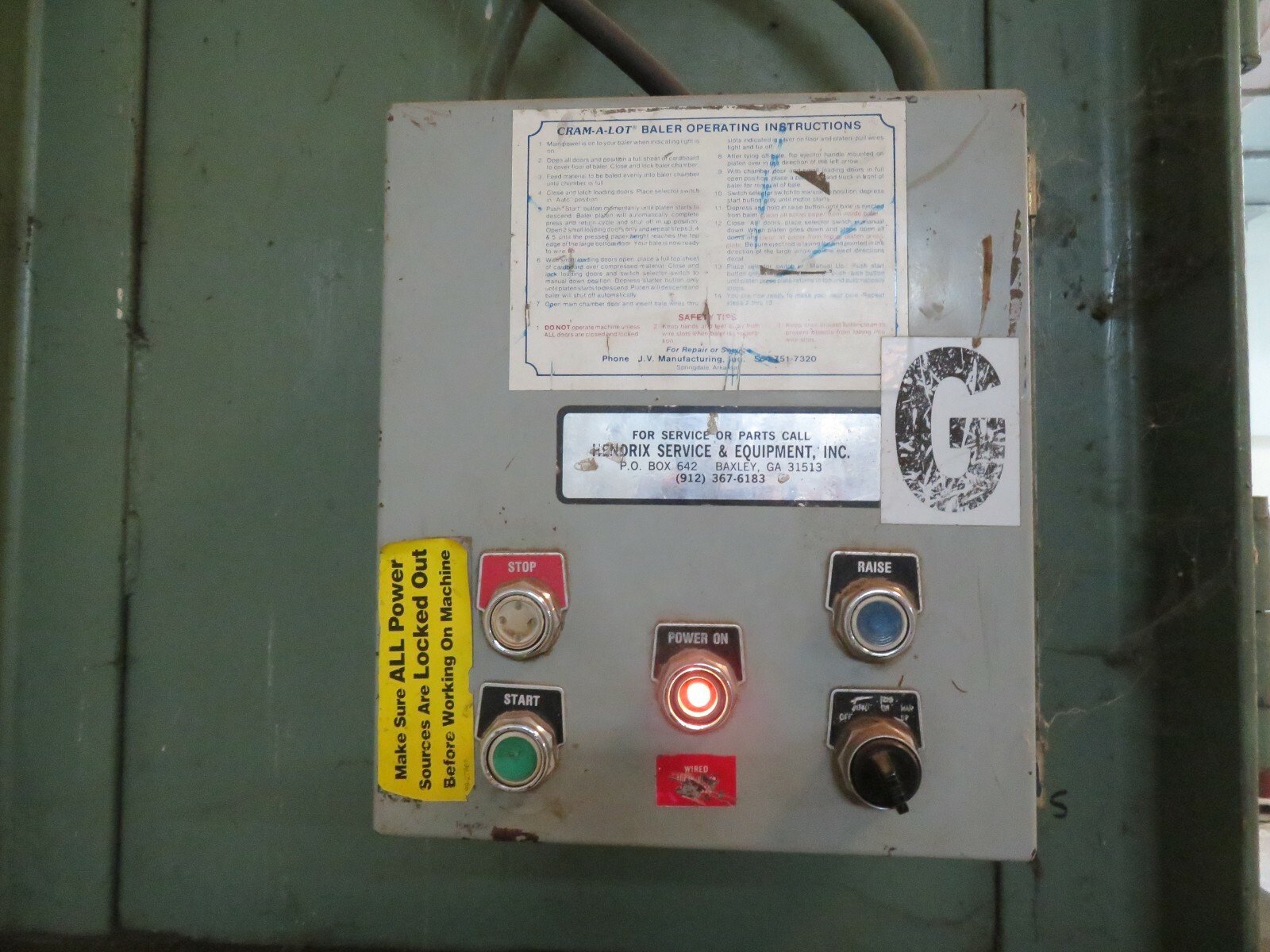 JV MFG CARDBOARD BALER COMPACTOR 1PH SINGLE PHASE 10HP 230V VOLTS 60