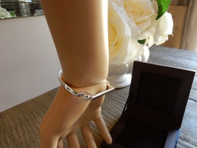 $295 New Monica Vinader Signature Thin Bangle Bracelet in Sterling Silver, Med
