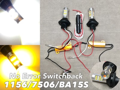 NO ERROR Switchback LED Front Signal DRL White Amber 1156 BA15S 7506 3497 12821