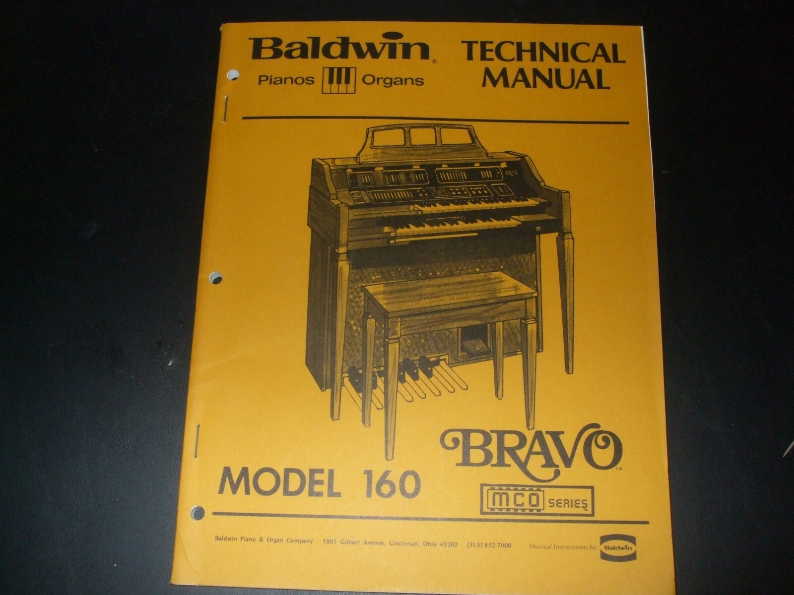 Baldwin Organ Techical Manual Model 160 Bravo with Schematics MCO Series