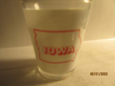 Iowa - Map/ Bird/ Flower- white band- standard shotglass- nice