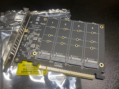 PCI-E Signal Split Array Card PH44 NVME 4 Disk Supports SSD/M Open Box!!