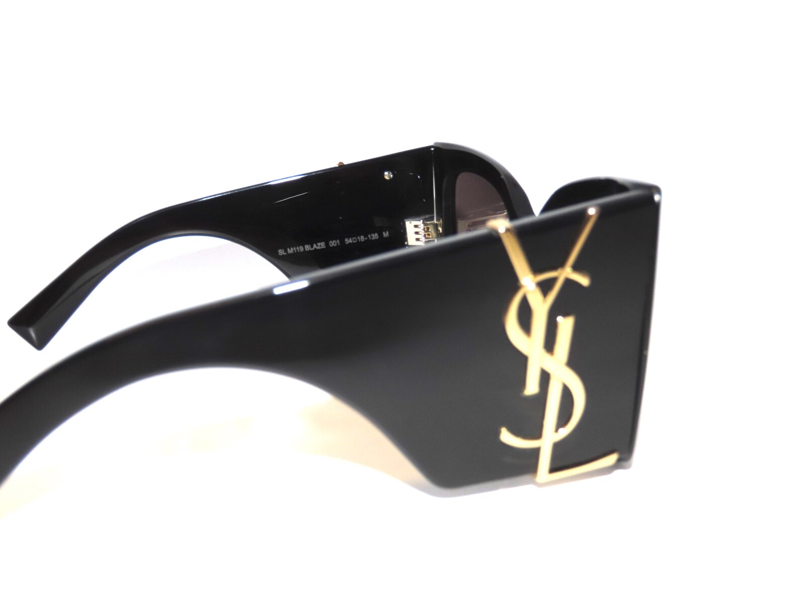 Pre-owned Saint Laurent Blaze Sl M119 119 001 Black Gray Sunglasses